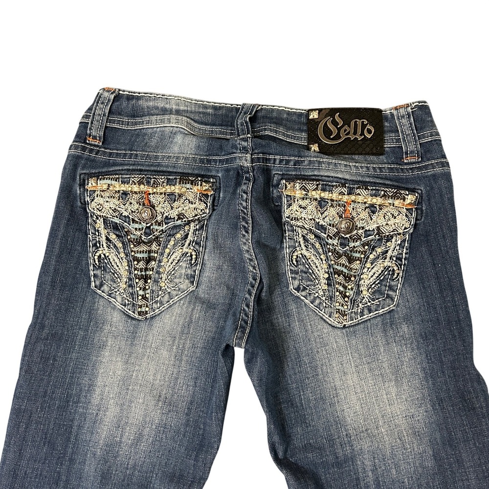 Cello Bootcut Jeans Womens 5 Embroidered Flap Pockets Cowgirl Western 26x32